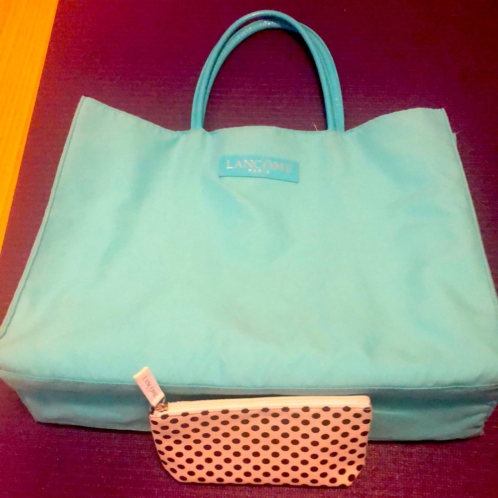 Turquoise Double Handled Lancôme Tote and Matching Bag